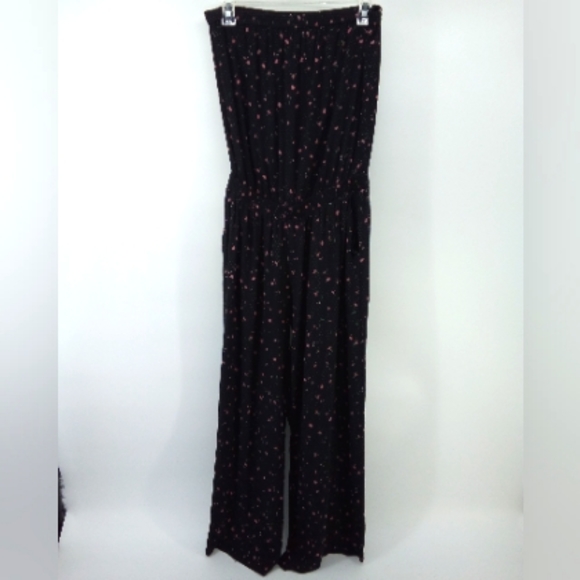 Aritzia Sunday Best Taggie Black Jumpsuit S Roses Floral Pull On Strapless - Picture 6 of 15